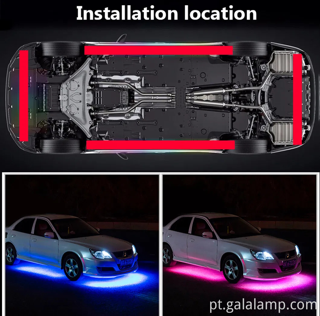 Luzes de tira de LED controladas por aplicativos vibrantes para personalização automotiva